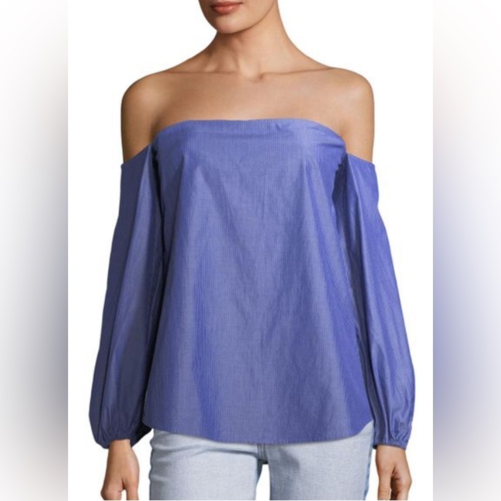 NEW Theory Laureema Off-the-Shoulder Striped Poplin Top Size 2